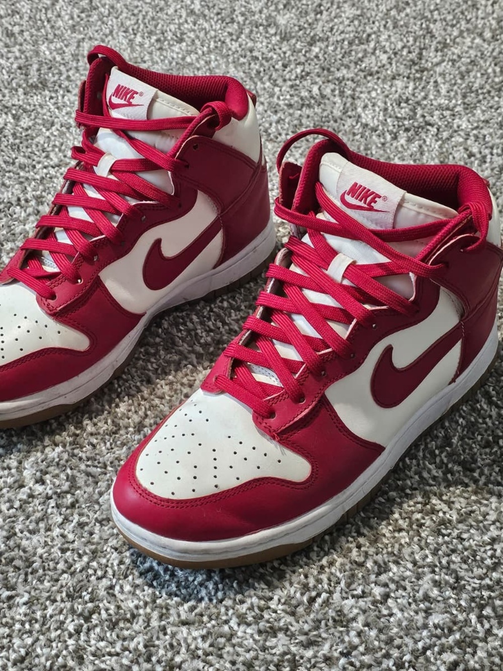 Nike White and Red High-Top Sneakers
